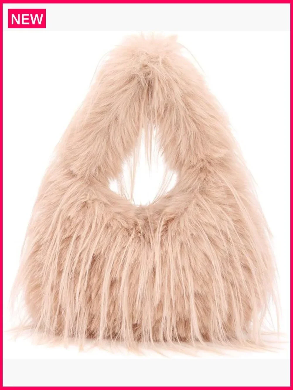 Y2K Faux Fur Tote Bag Fluffy Shoulder Hobo Purse with Chain